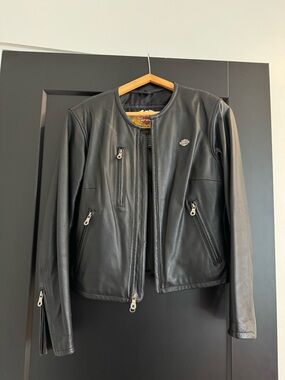 Harley-Davidson Women's Black Leather Zip Motorcycle Jacket